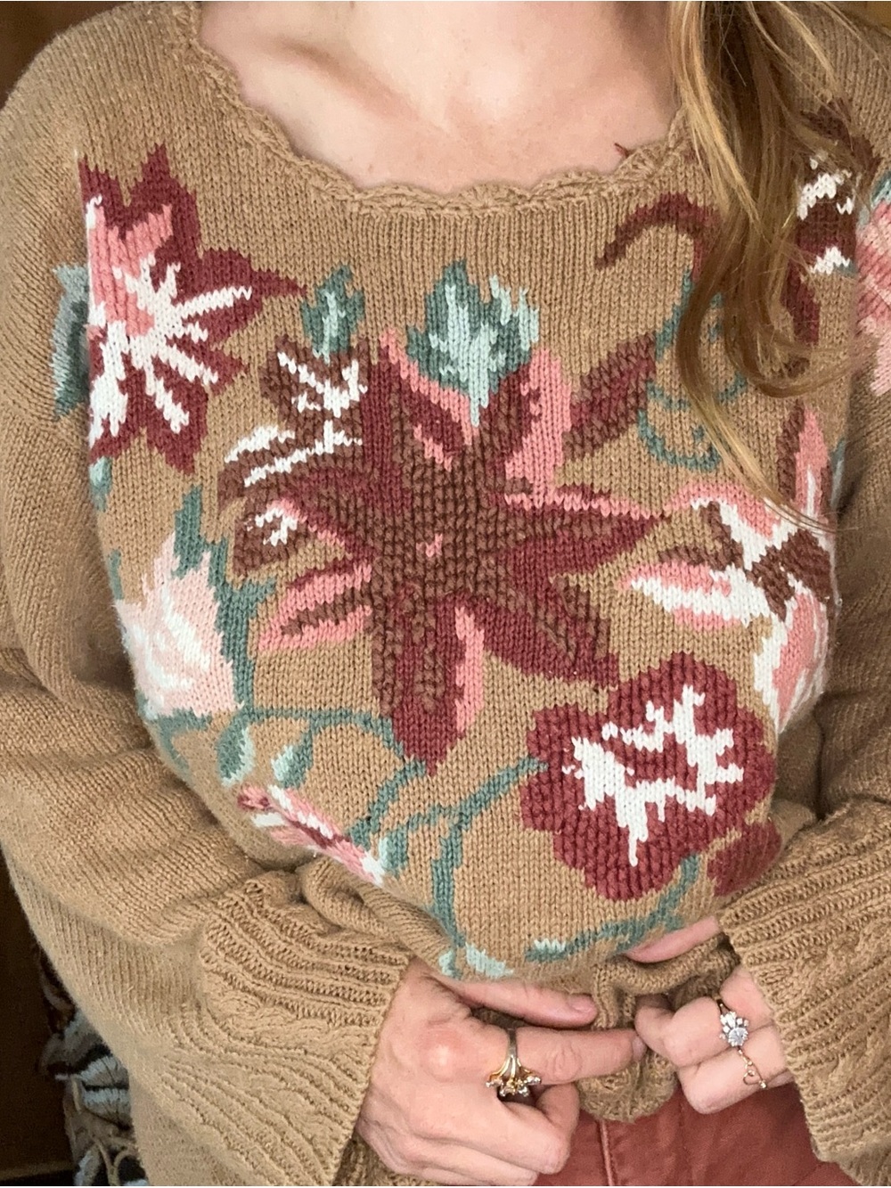 Vintage Chrysantheme Floral Sweater 14/16